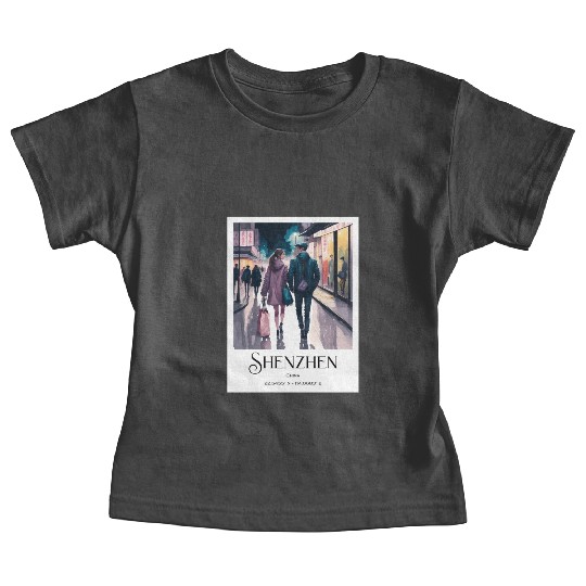 Loving couple walking in streets of Shenzhen China Baby Tees