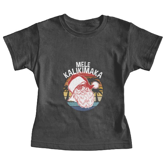 Mele Kalikimaka Hipster Santa Palm Trees Baby Tees