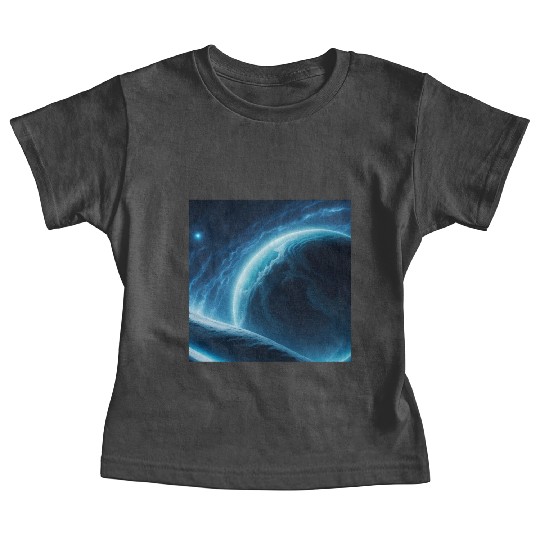 a close-up of a planet with a star in the backgrou Baby Tees