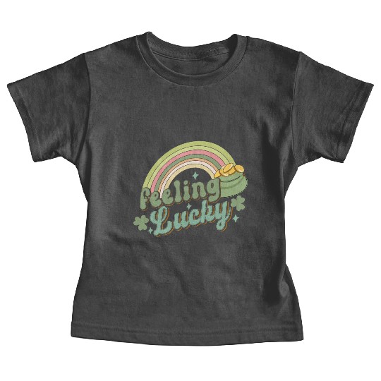 Feeling Lucky Saint Patricks Day Rainbow quote Baby Tees