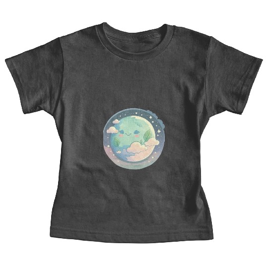 Earth Happy Cute Space Science Planet Environment Baby Tees