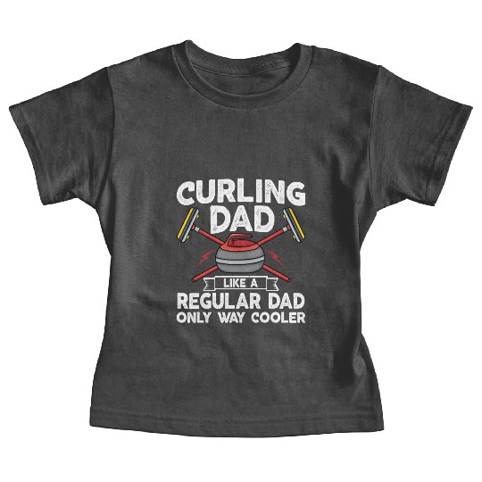 Curling Dad Like A Regular Dad But Cooler Retro Baby Tees