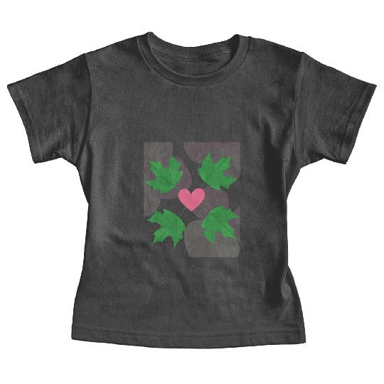 Green Leaf Pink Heart Baby Tees