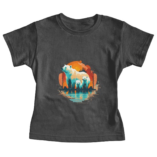 Polar Bear with cubs, Snow Spectrum Baby Tees