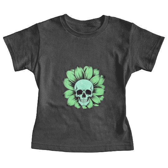 Green Toxic Sunflower Skull Vintage Style Baby Tees