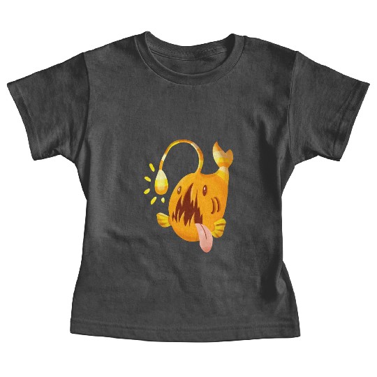 The Orange Candy Corn Angler Fish Baby Tees