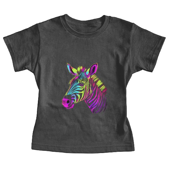 Zebra Neon Colors Portrait Baby Tees