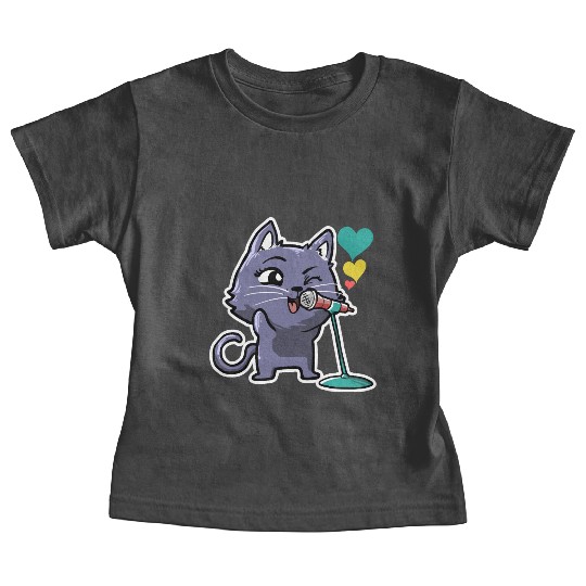 Cute Kawaii Cat Singing Song Singer Cat Lover Baby Tees