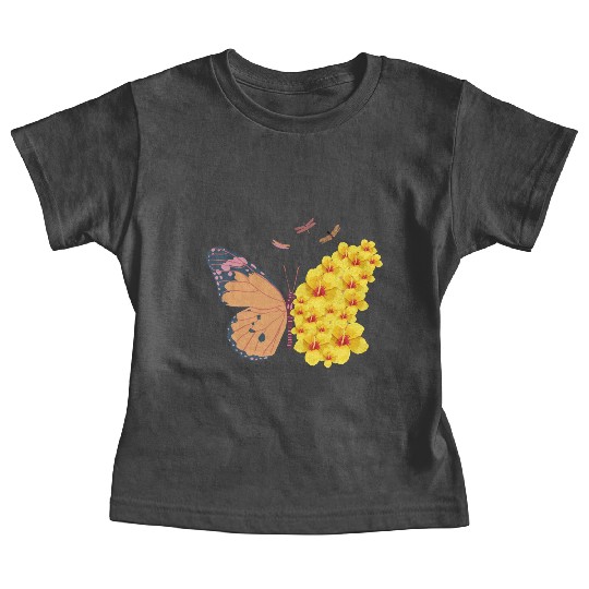 Butterfly with a Hibiscus Wing Baby Tees