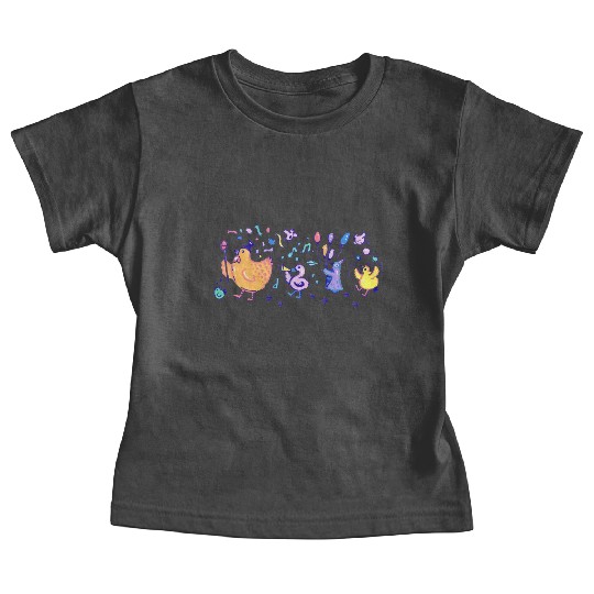 Colorful Bird Party Parade In Acrylic Baby Tees