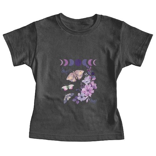 Violet Purple Moon Moth Flower Baby Tees