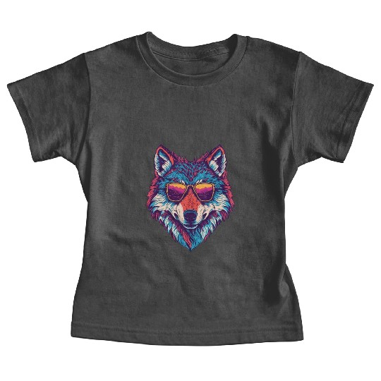 Fashionable Wolf portrait with vibrant color Baby Tees