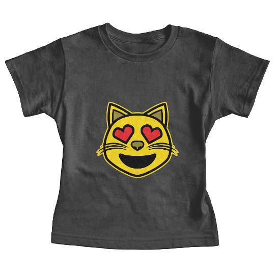 Heart Eyes Smiling Cat Face Funny Feline Lover Baby Tees