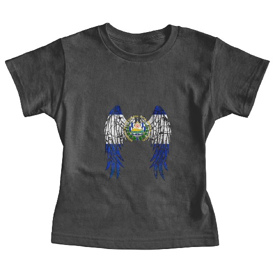 El Salvadorian Flag Angel Wings Jesus Christian El Baby Tees