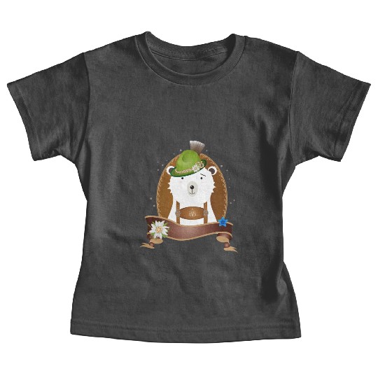cute polar bear in costume with hat and leather pa Baby Tees