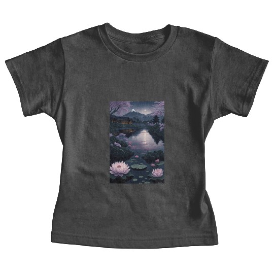 Asia Landscape by night Serene Mount Fuji Baby Tees
