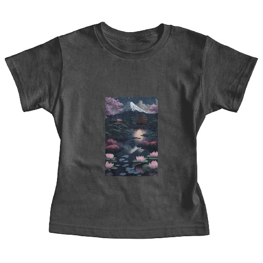 Asia Landscape by night Serene Mount Fuji Baby Tees