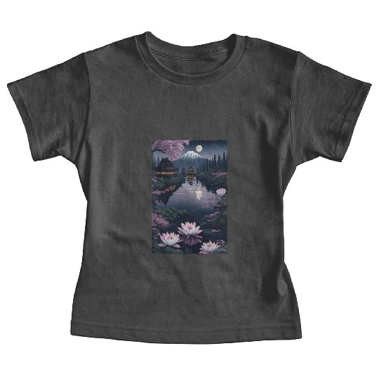 Asia Landscape by night Serene Mount Fuji Baby Tees