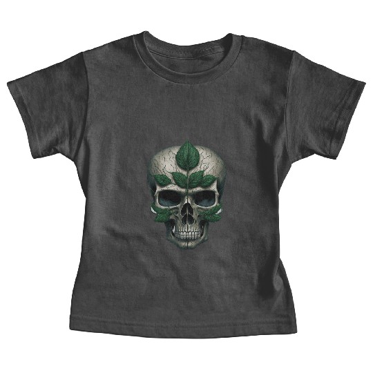 skull with a four-leaf clover in the center T-shir Baby Tees