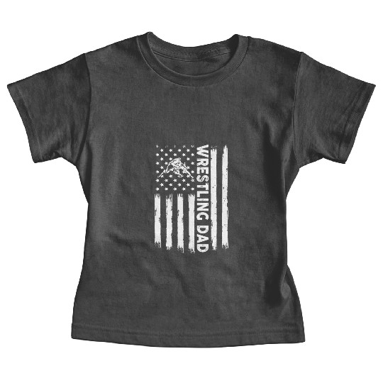 Mens Distressed USA American Flag Wrestling Dad Baby Tees