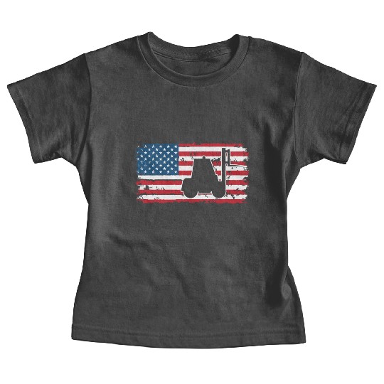 Forklift Driver Usa Flag Baby Tees