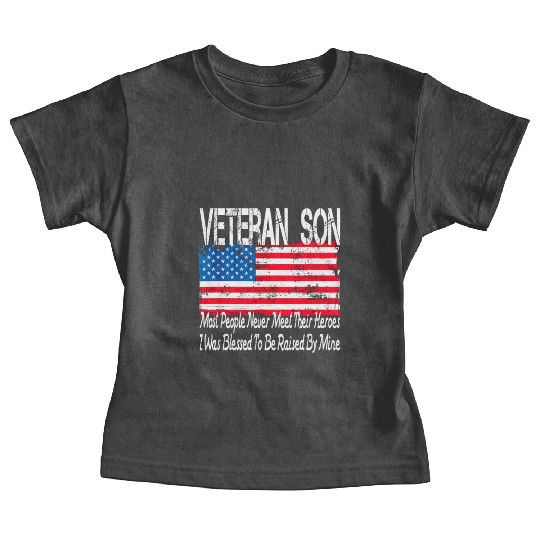 vintage american flag us military family veteran s Baby Tees