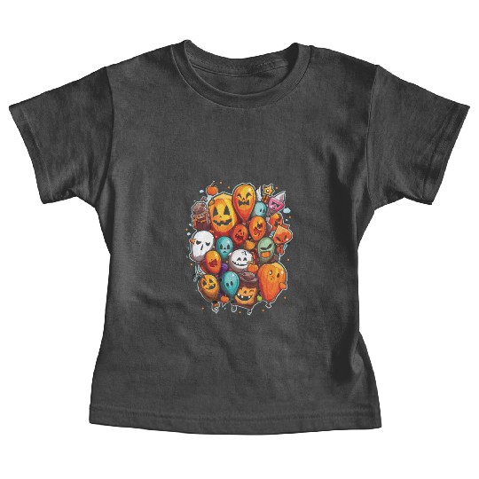 Balloon Halloween Trick Or Treat Spooky Boo Ghost Baby Tees