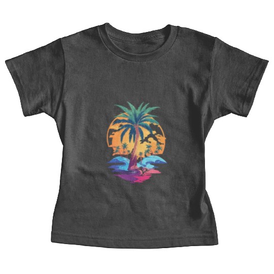 Golden Serenity - Two Sandy Isles, Palm Trees Baby Tees