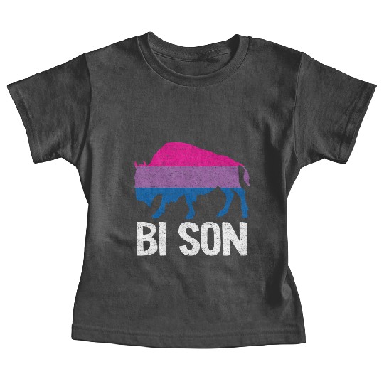 Bi Son Lgbbt Flag Bisexual Bison Funny Bi Pride Baby Tees