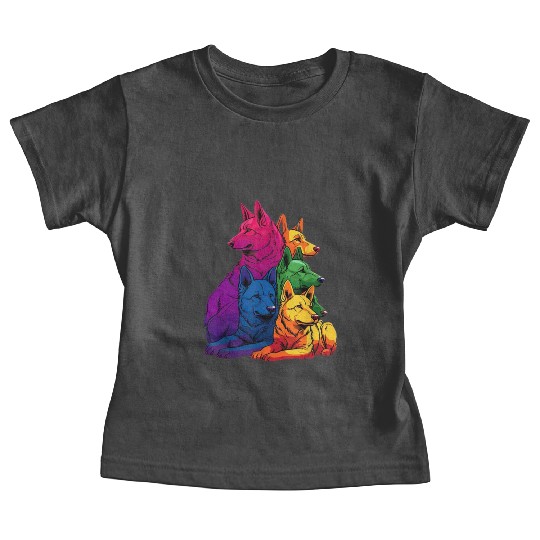 Colorful LGBT Pride German Shepherd Dog Pile Baby Tees