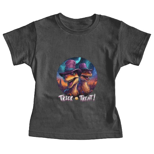Halloween Dinosaur Velociraptor Trick or Treat Baby Tees