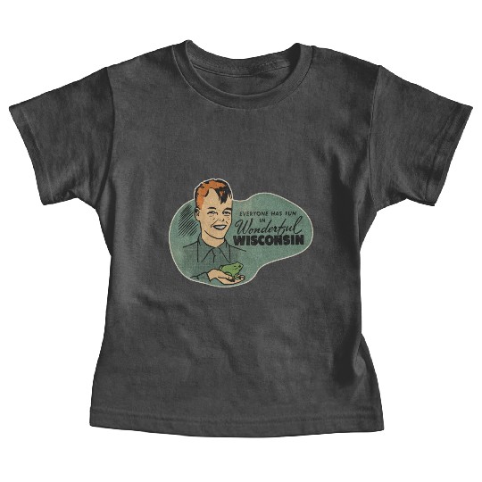 Vintage Wisconsin Tourist Frog Weird Kid Baby Tees