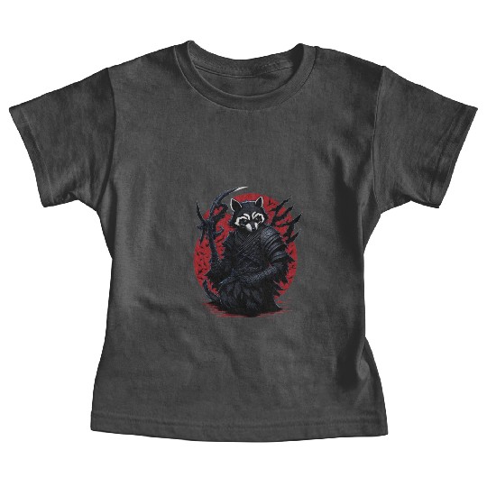 Japanese Samurai Raccoon Vintage Fighter Warrior Baby Tees