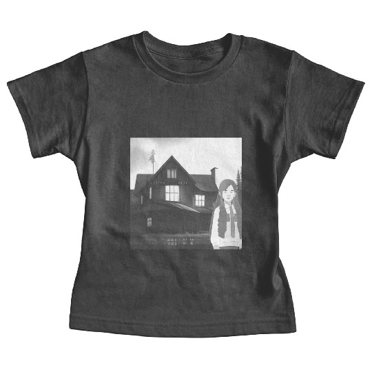 Is a haunted house??? (Black and white version) Baby Tees