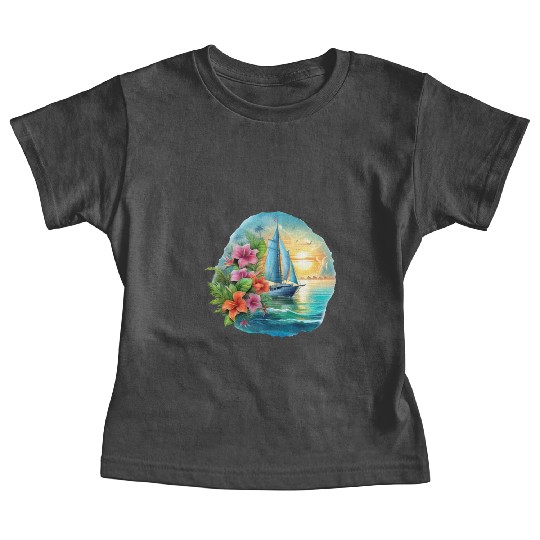 Sailing Ship Sailing Orchids Flowers Sailboat Baby Tees