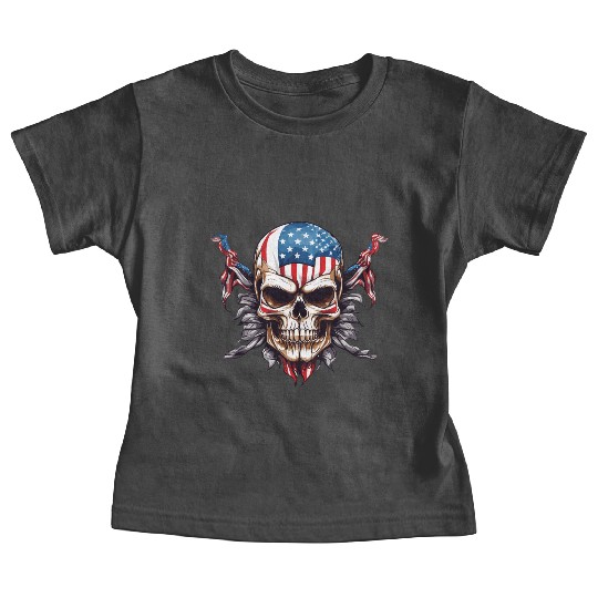 A skull color America flag Baby Tees Design