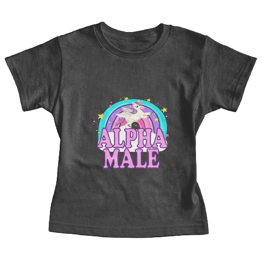Ironic Alpha Male Unicorn Rainbow Funny Baby Tees