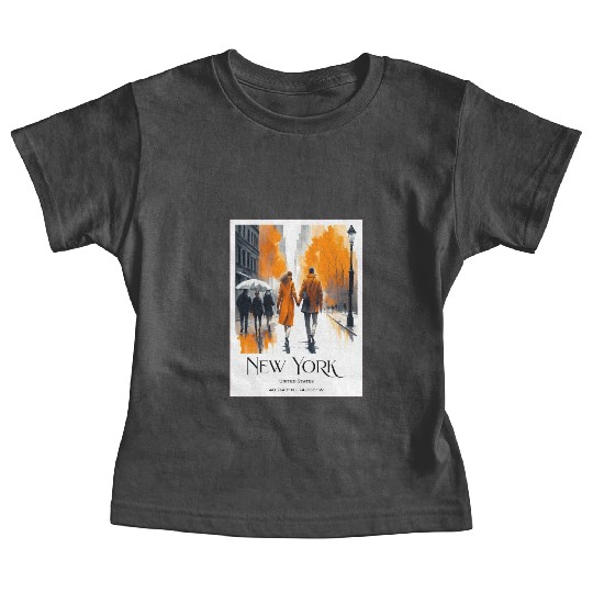 Watercolor painting loving couple in New York City Baby Tees
