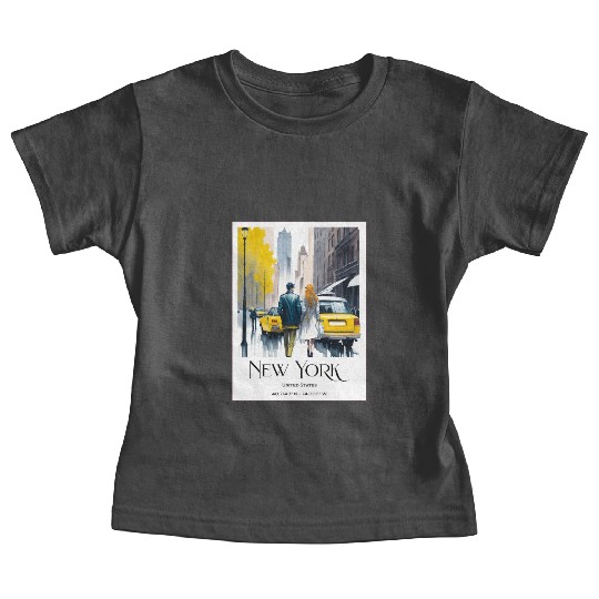 Watercolor painting loving couple in New York City Baby Tees