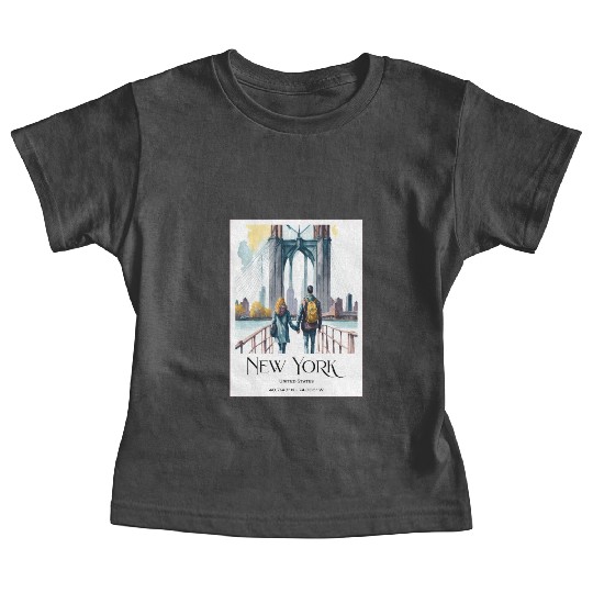 Watercolor painting loving couple in New York City Baby Tees
