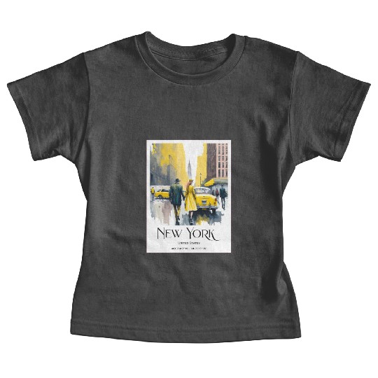 Watercolor painting loving couple in New York City Baby Tees