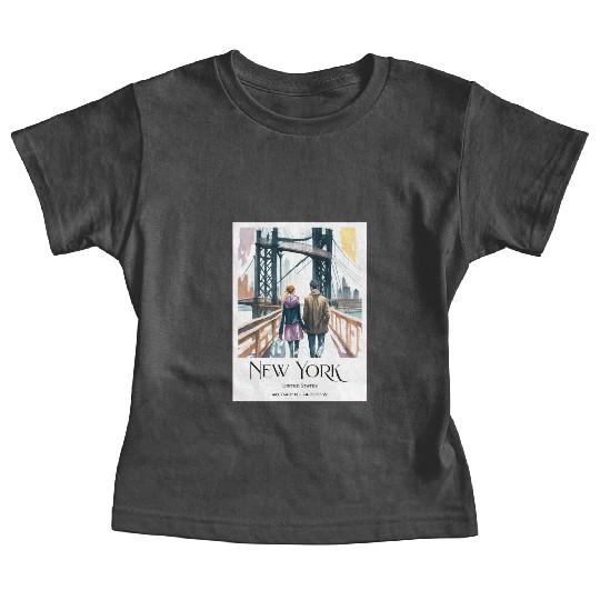 Watercolor painting loving couple in New York City Baby Tees