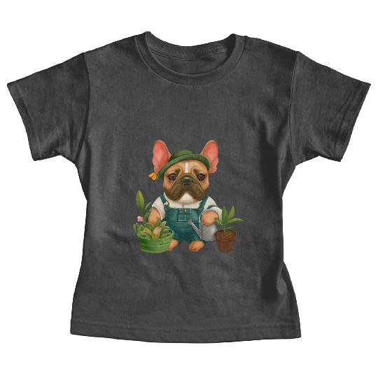 Frenchie The Gardener Drawing Baby Tees
