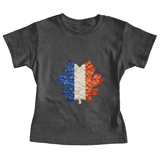 French Flag in Autumn Leaves: Maple Leaf Design Baby Tees