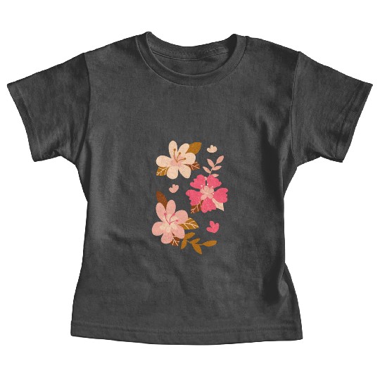 Pink Hibiscus Flowers Baby Tees