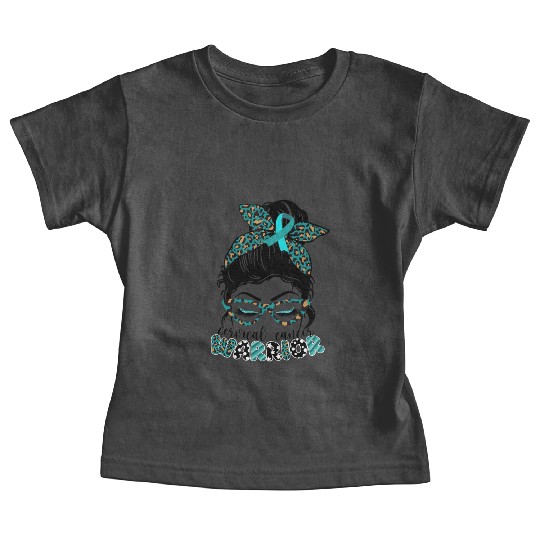 Cervical Cancer Warrior Messy Bun Girl Design Baby Tees