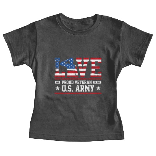 Love And Proud Us Army Veteran Baby Tees