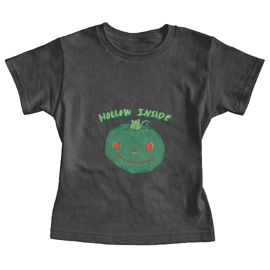 Hollow Inside - Punny Green Jack-o-Lantern Pumpkin Baby Tees