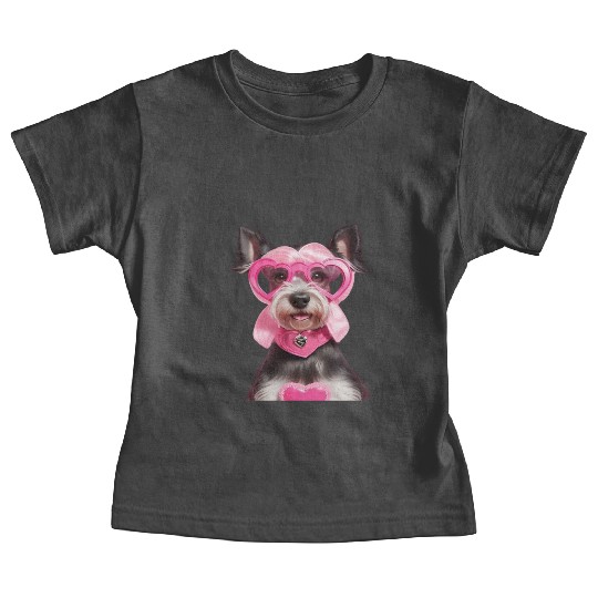 Schnauzer wearing Pink & Silver Heart Baby Tees