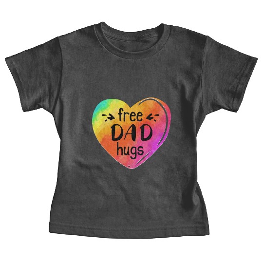 LGBTQIA LGBT Free Dad Hugs Rainbow Heart Gay Pride Baby Tees